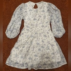 Floral White Long Sleeve Dress
